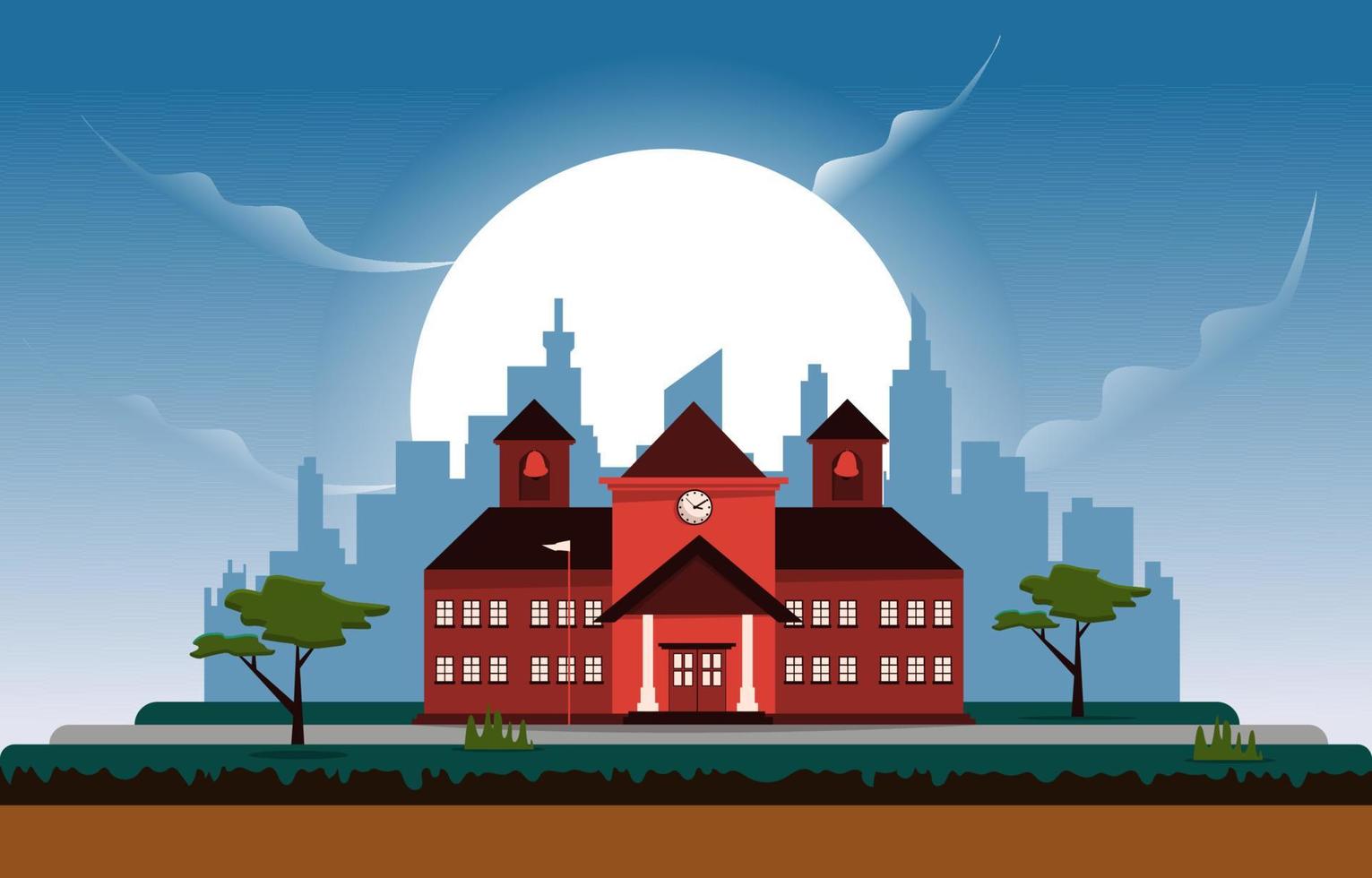 Student Back to School Building Study Education Vector Illustration