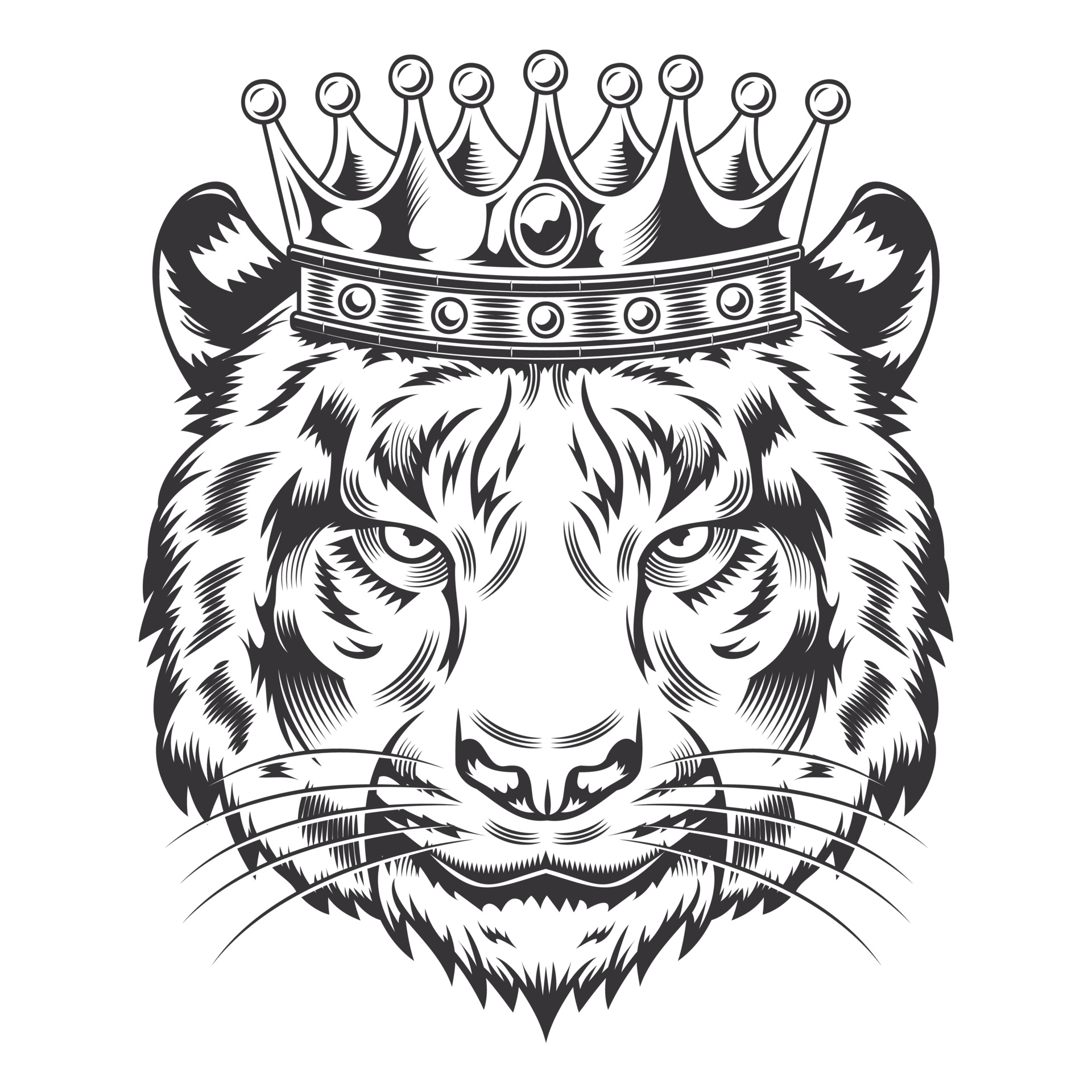 Tiger King Head with Crown design on white background. Tiger Head Line Art  logos . vector illustration. 3613436 Vector Art at Vecteezy