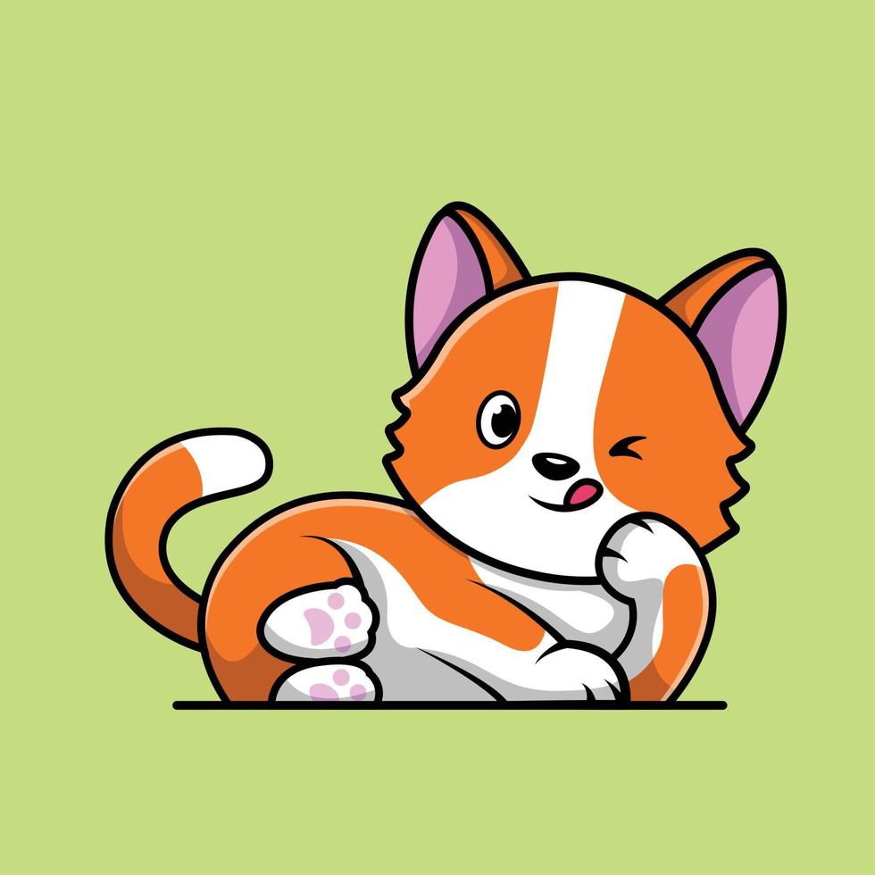 Cute Cat Lay Illustration vector
