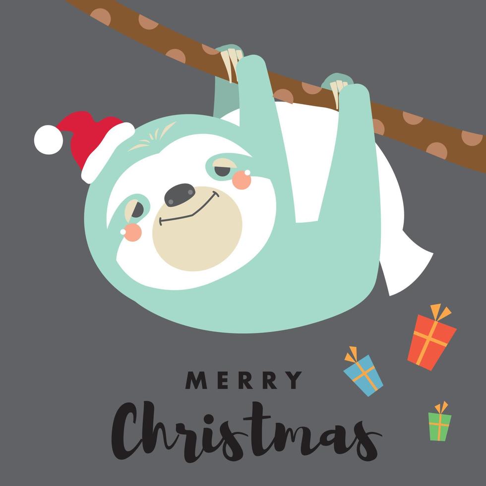 Christmas Santa Sloth vector illustration