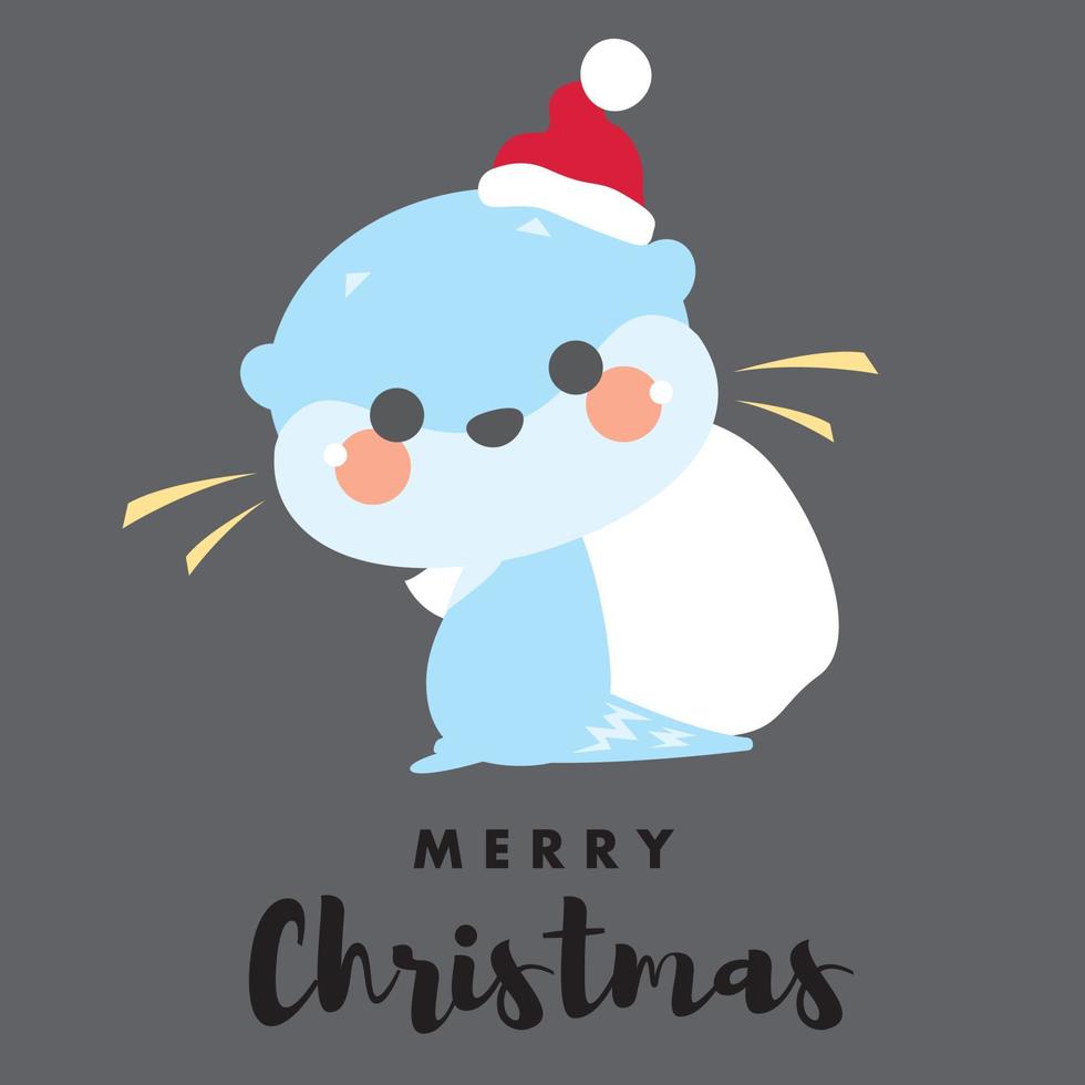 Christmas Santa Otter vector illustration