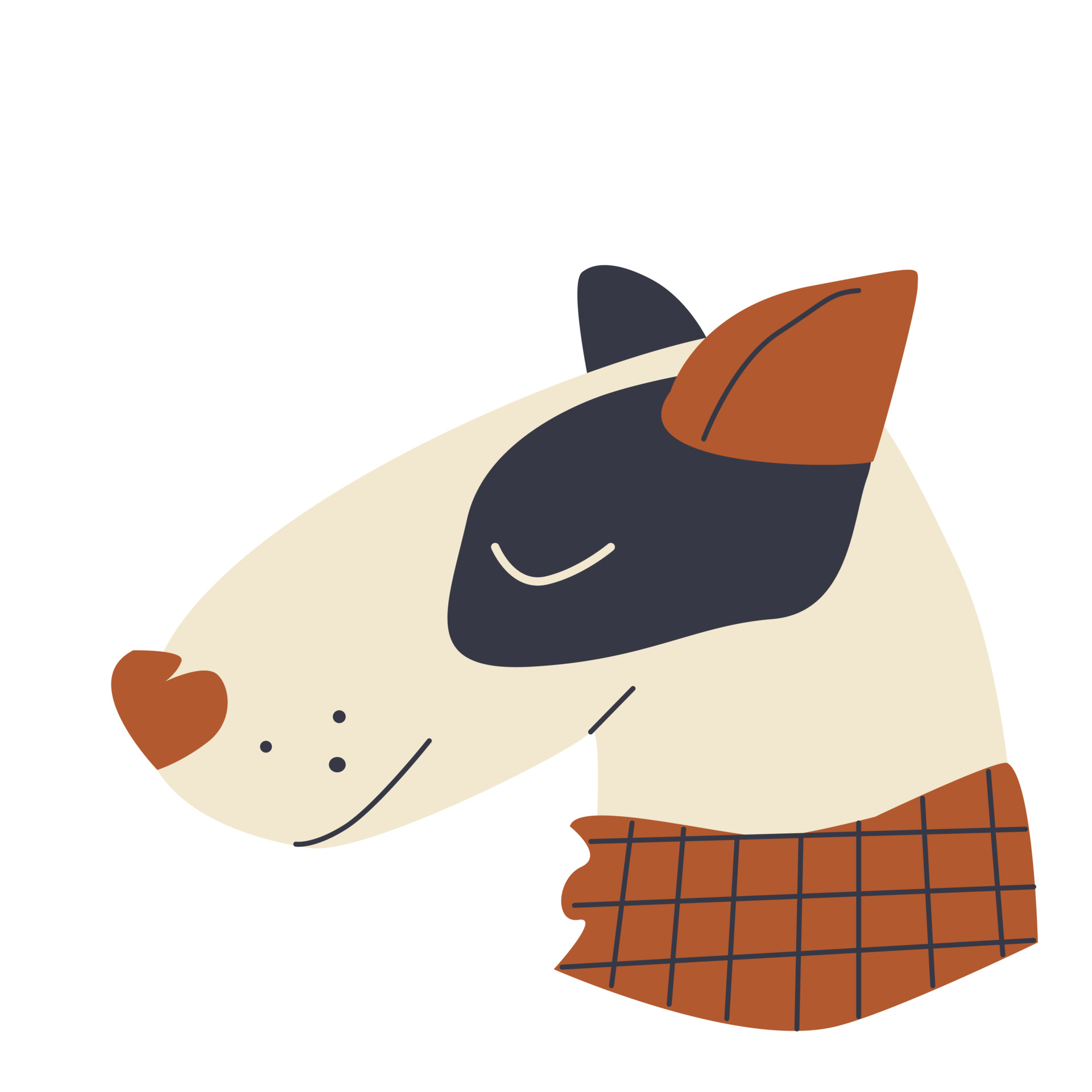 Beige dog in a plaid scarf 3613690 Vector Art at Vecteezy