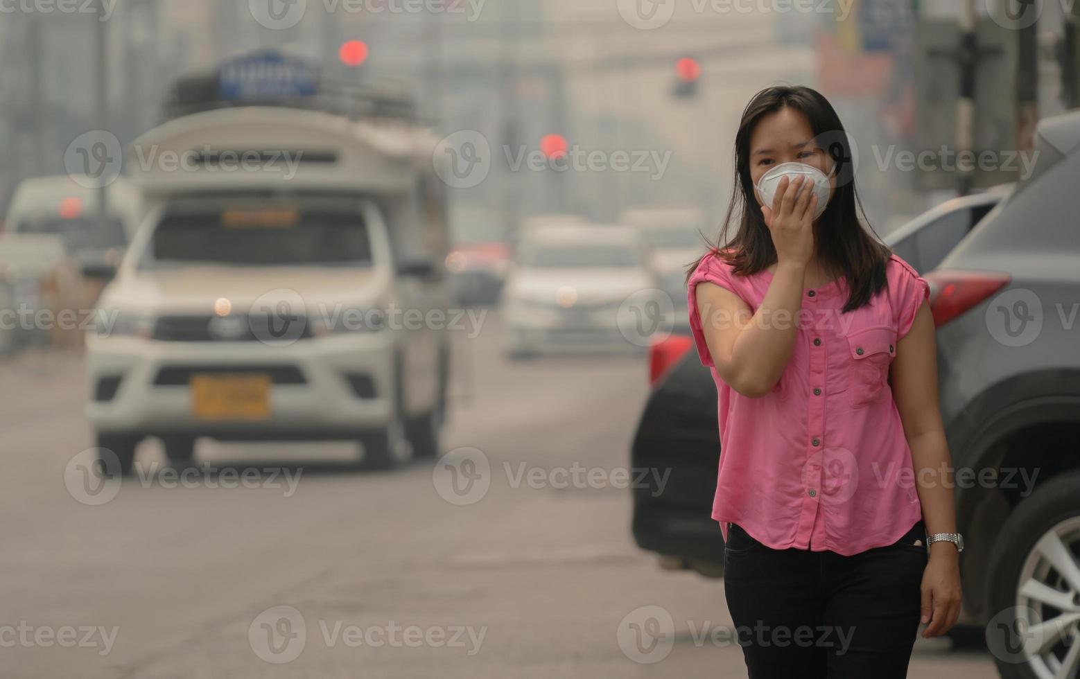 Young woman wearing protective mask photo