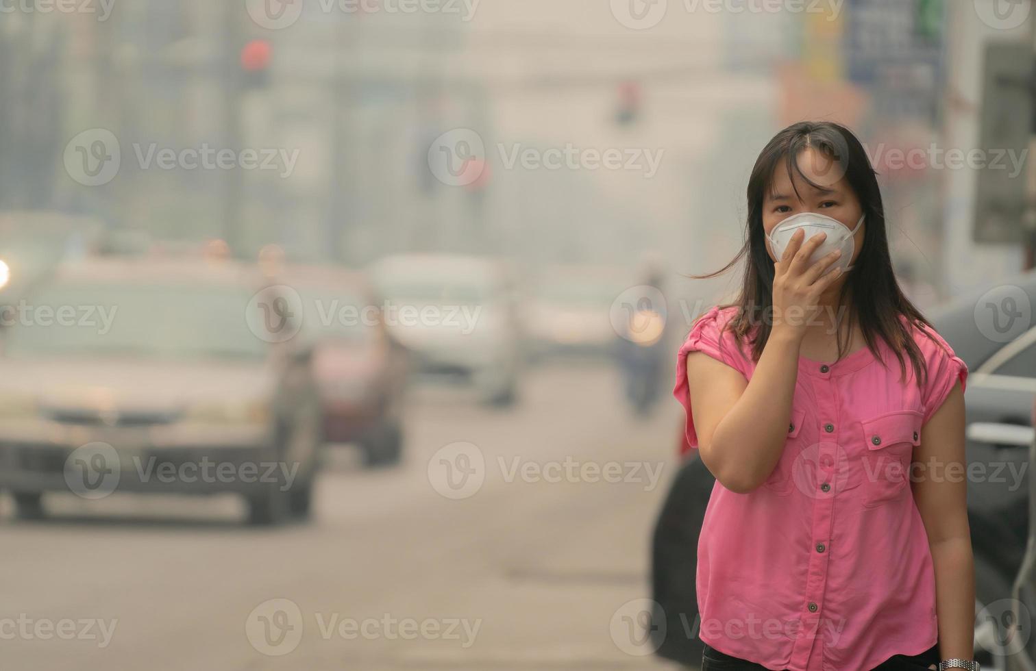 Young woman wearing protective mask photo