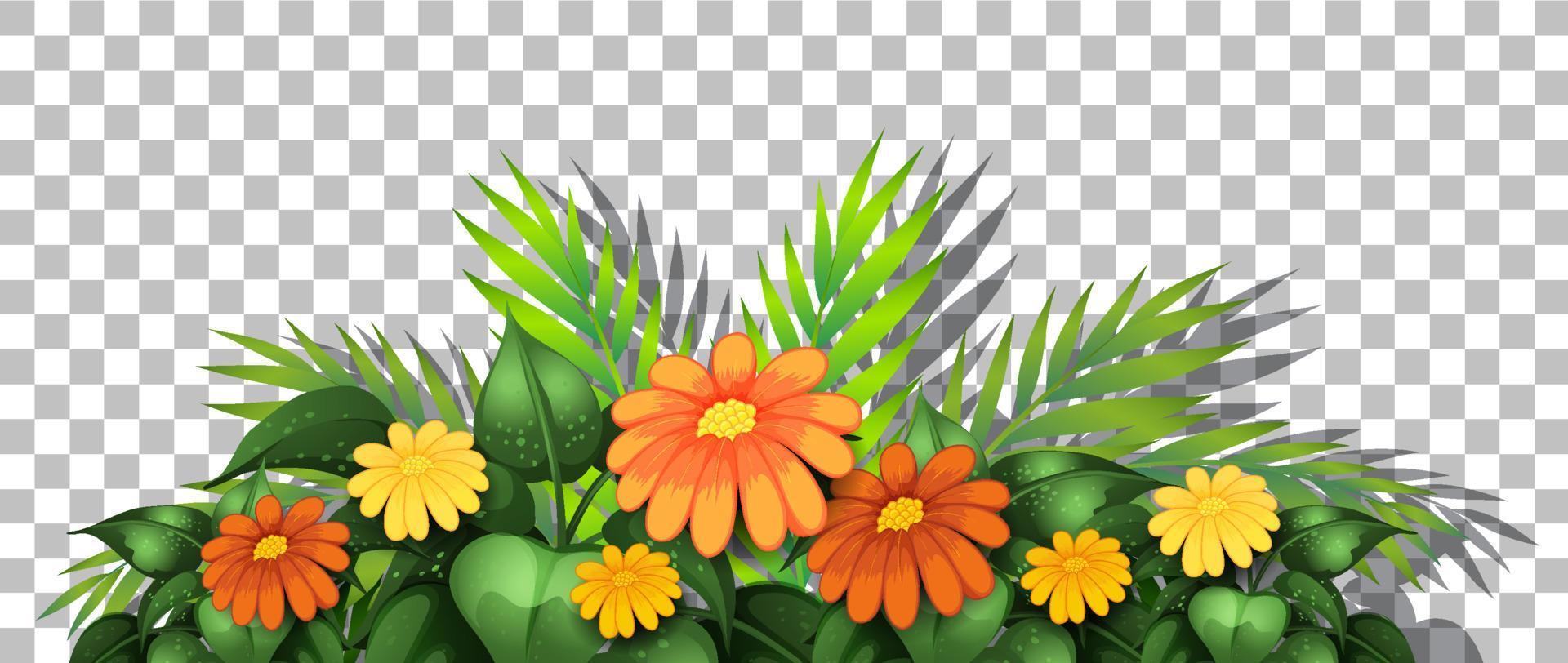 Flower bush with leaves on grid background vector