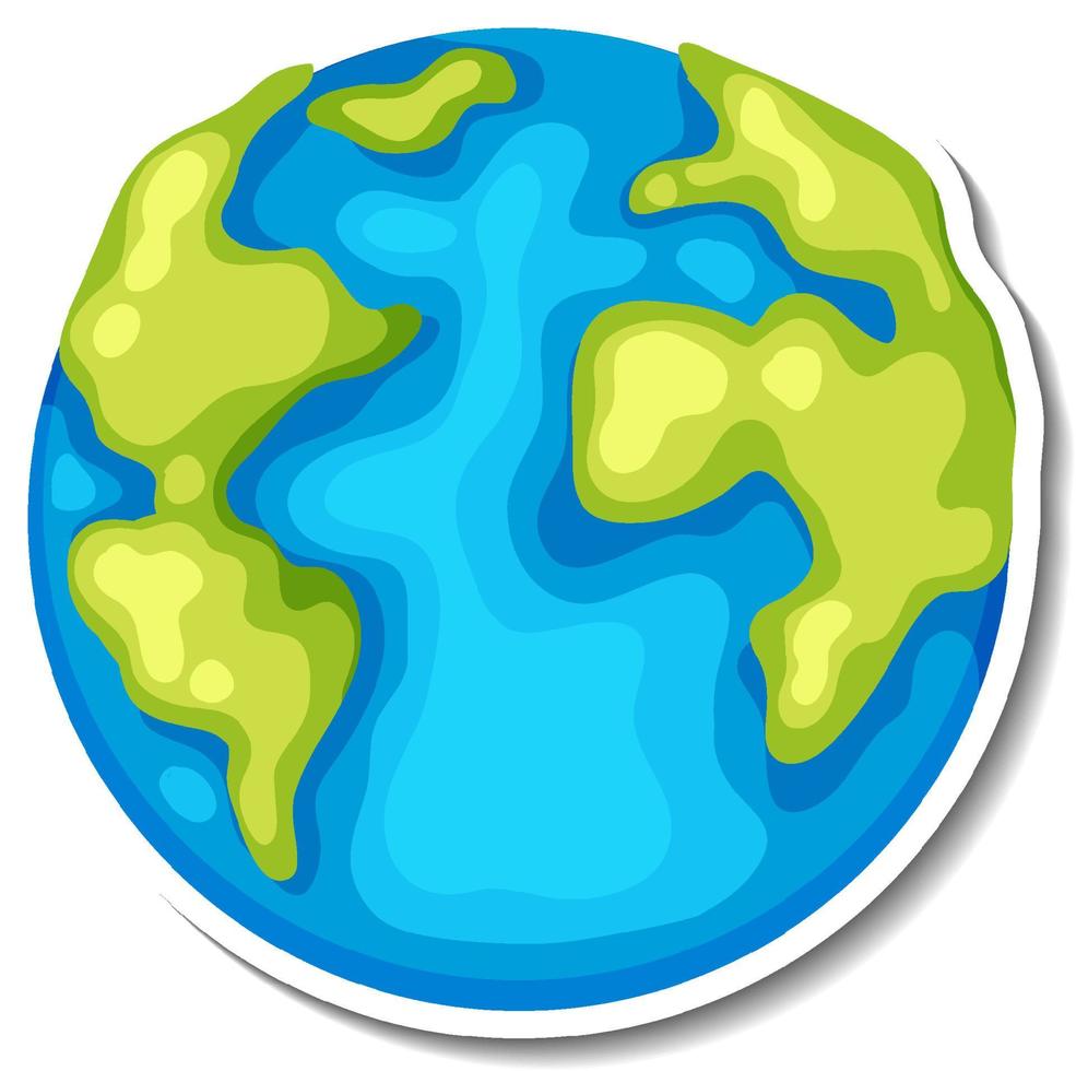 Earth globe cartoon sticker on white background vector