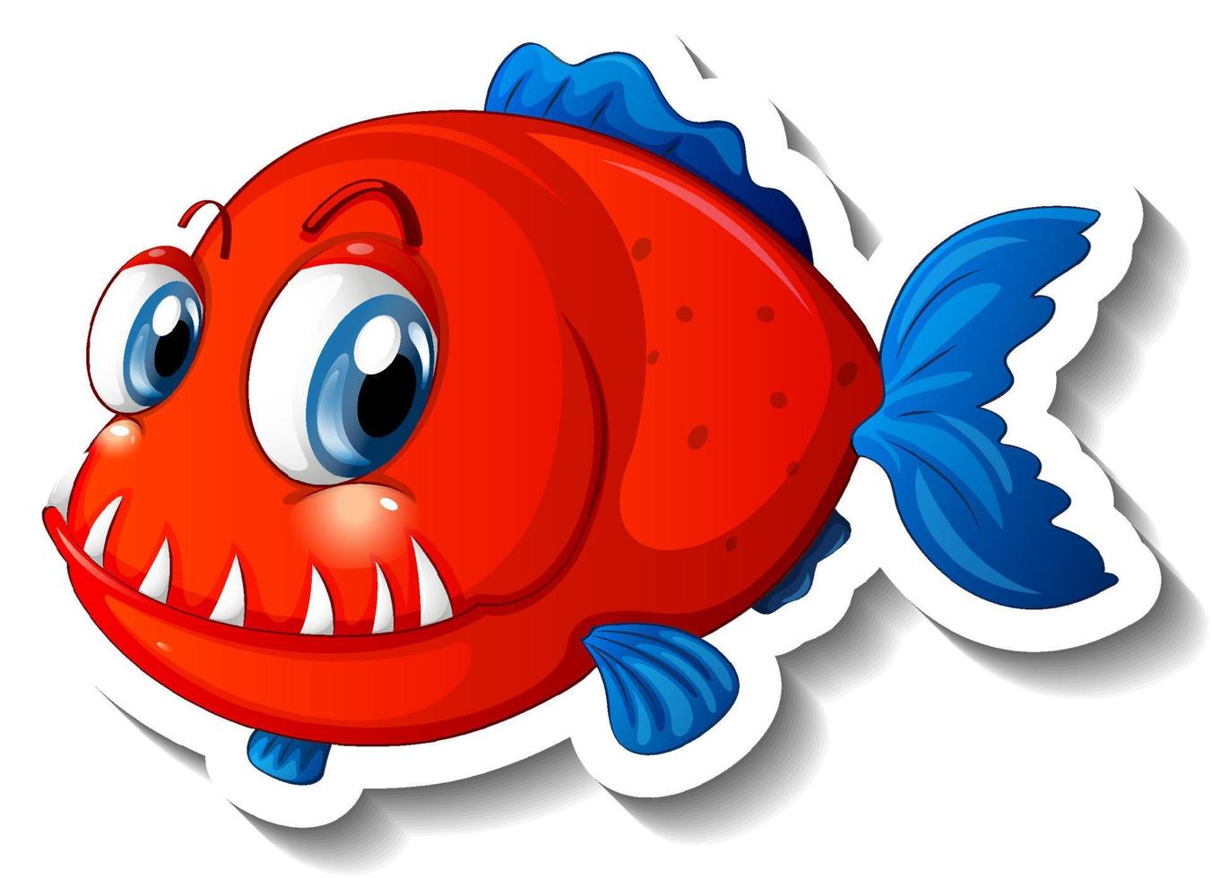 Pegatina de dibujos animados de animales marinos con peces lindos vector