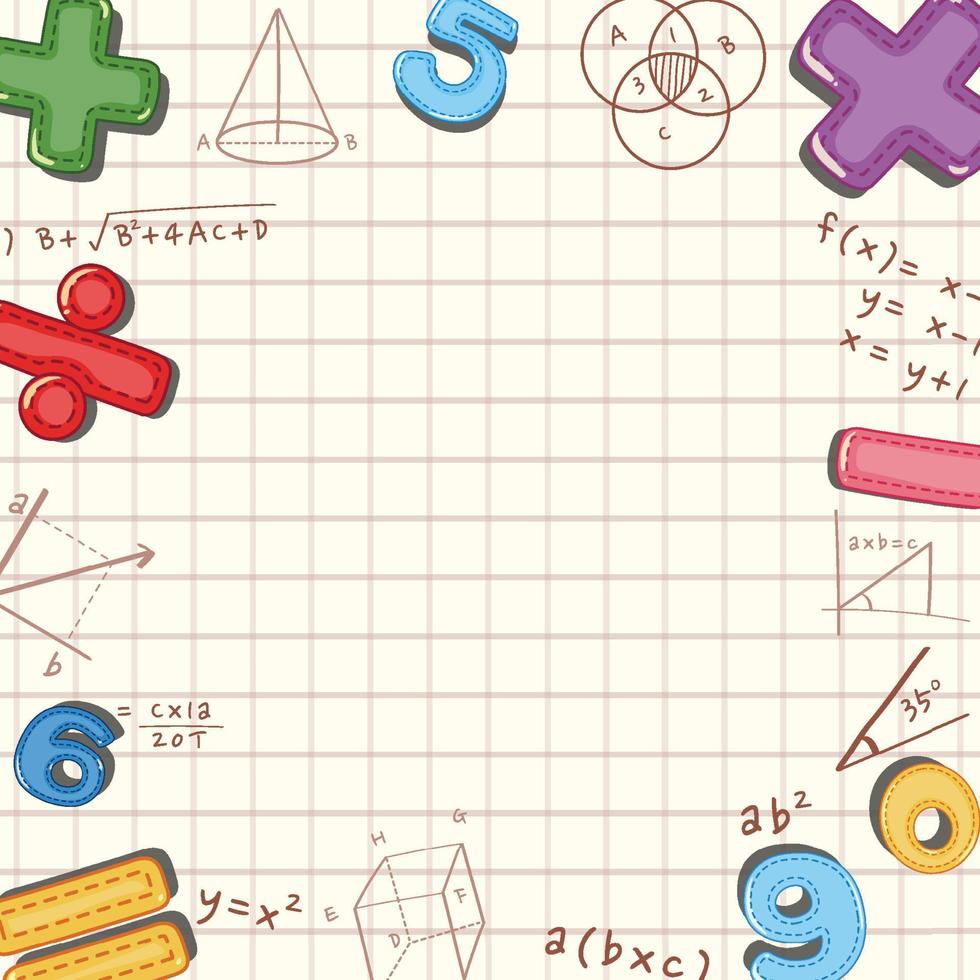 Blank math template with math tools and elements vector