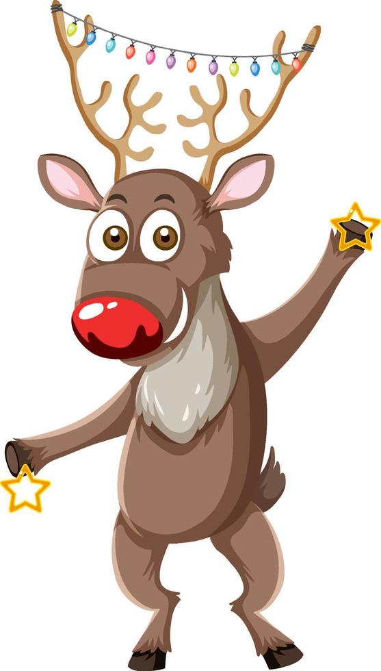 Christmas Reindeer with Lights Bulb Window Cling vector