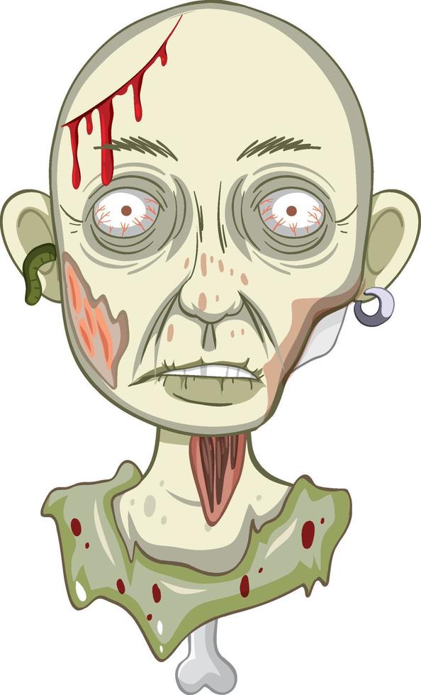 Creepy zombie face on white background vector