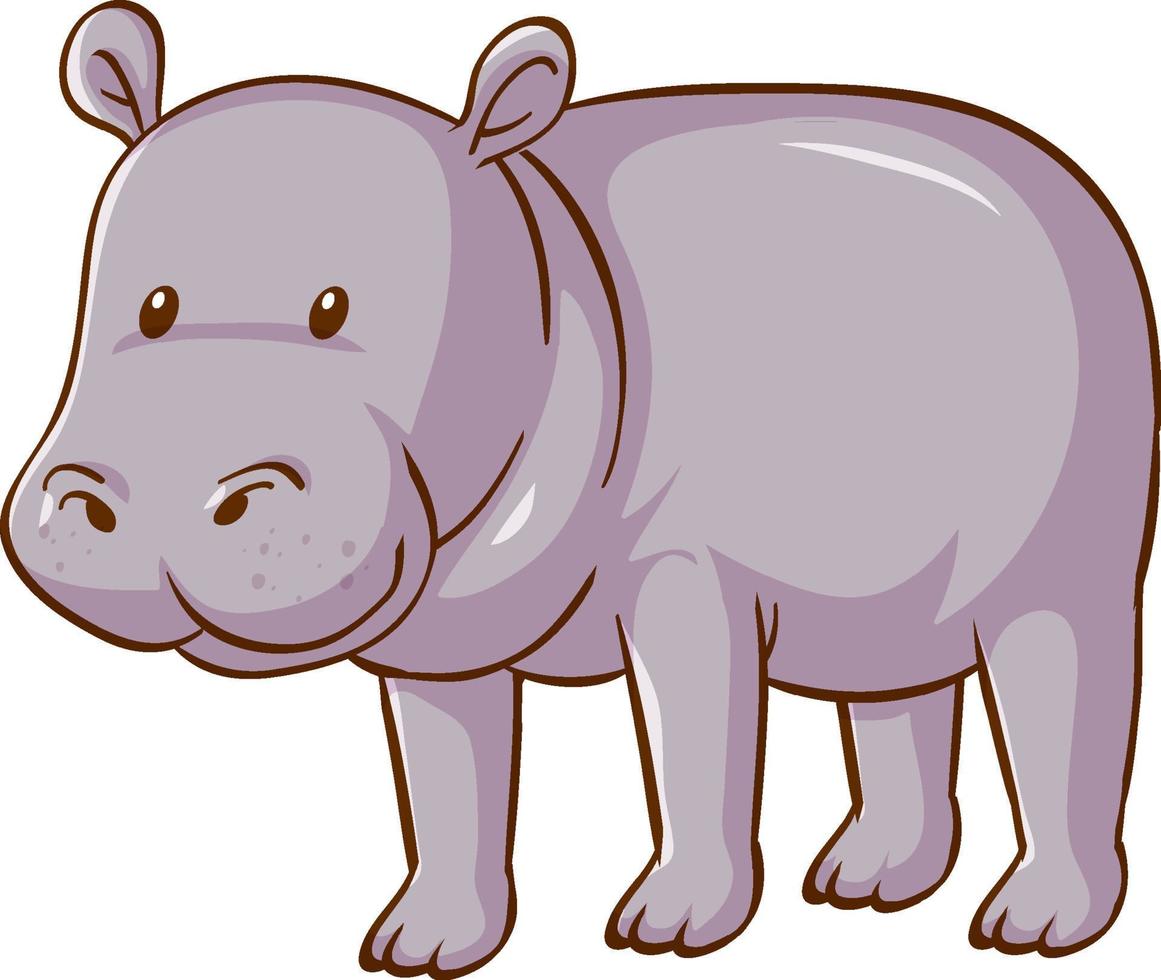 dibujos animados de hipopótamo sobre fondo blanco vector