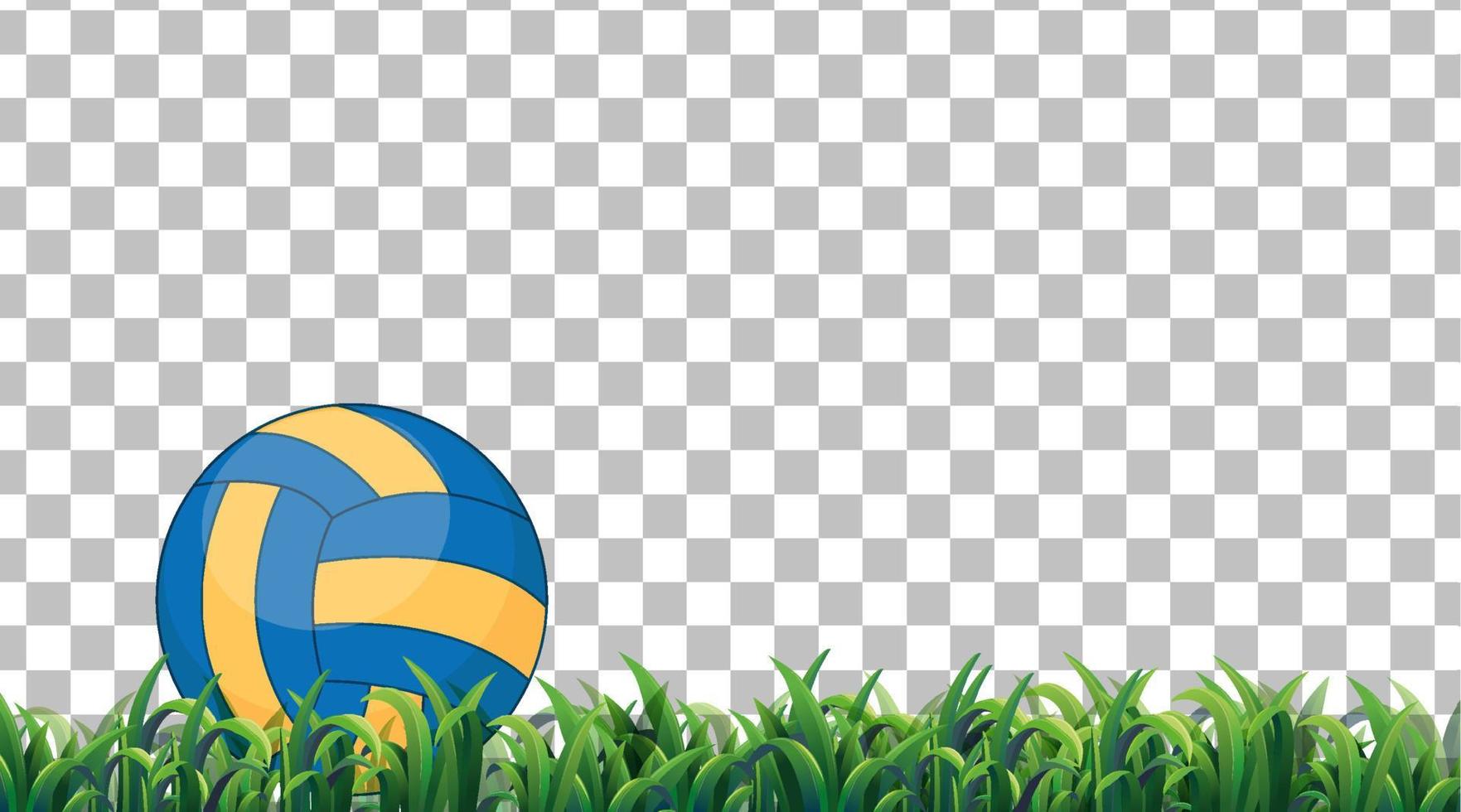 Volleyball on the grass field on grid background vector