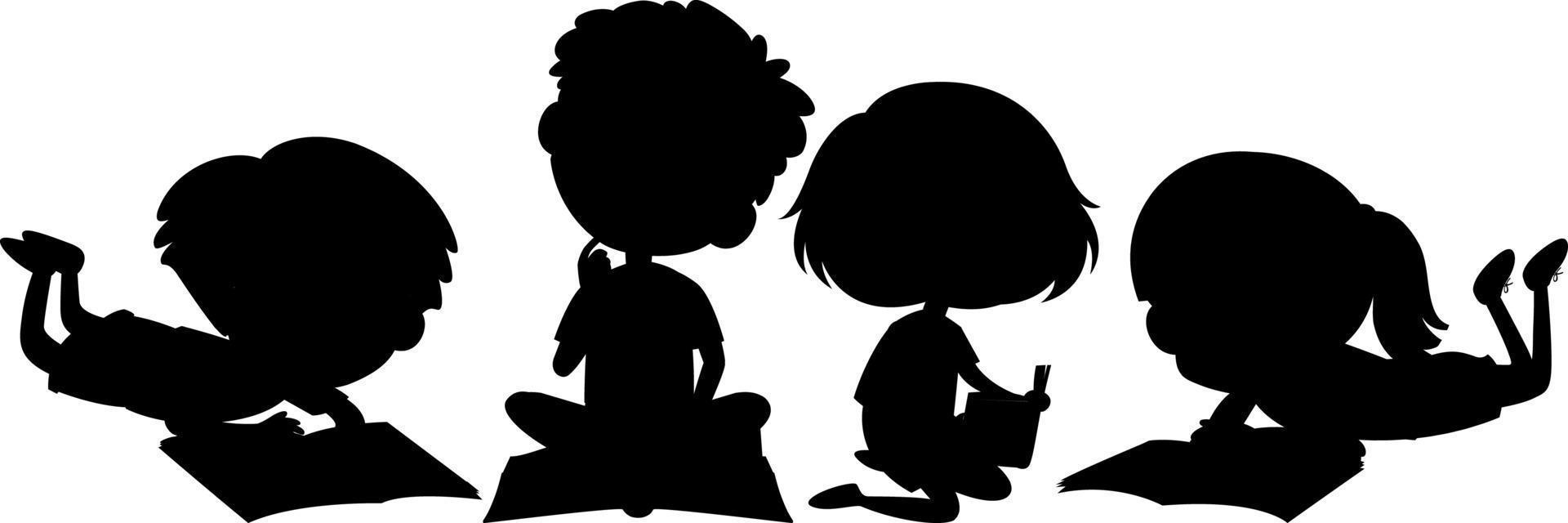 Set of kids silhouette cartoon character vector