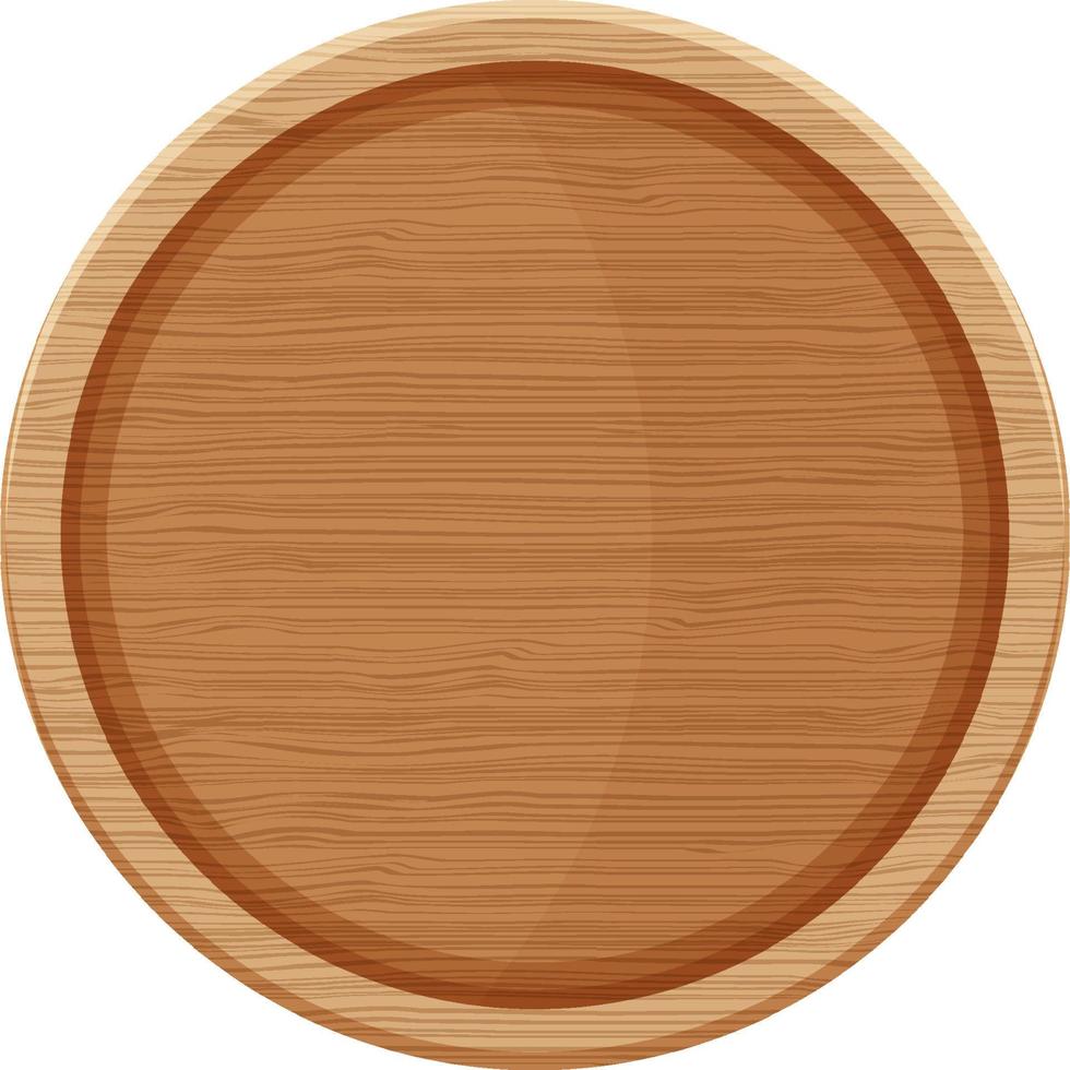 Wooden cutting board or plate in cartoon style isolated vector