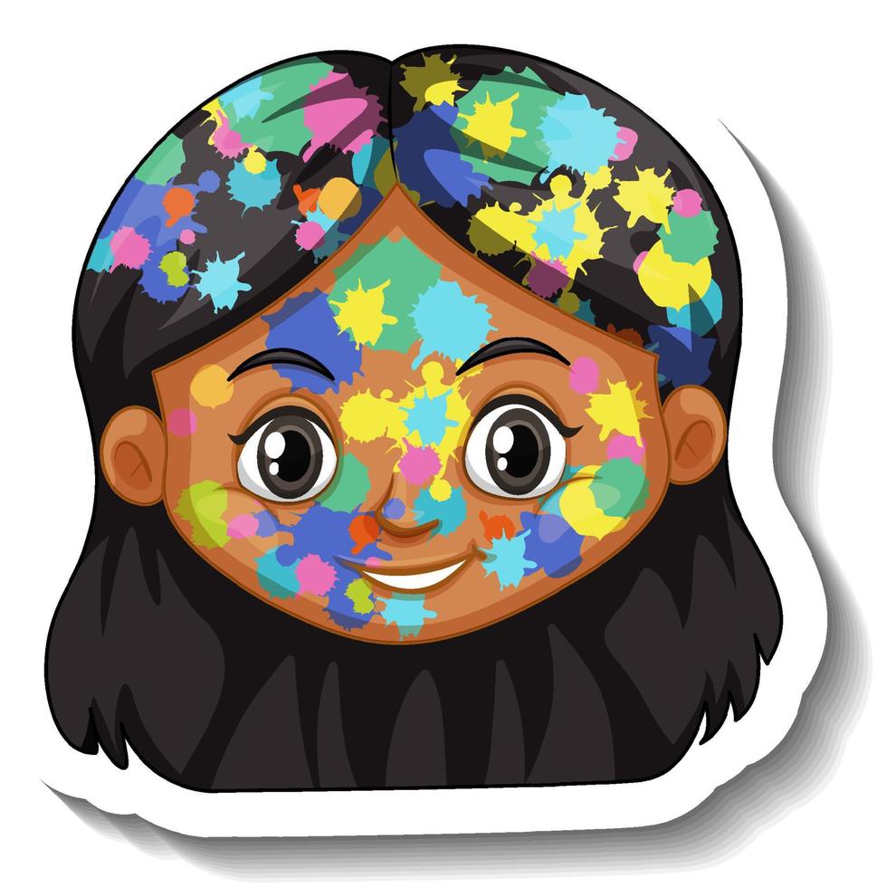 Girl face with colour on her face on white background vector