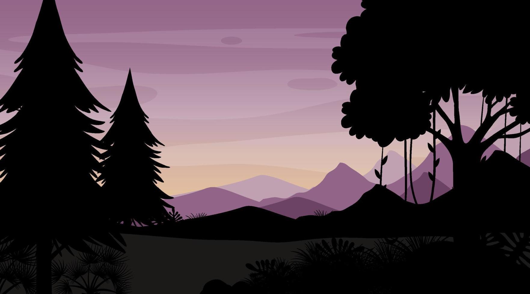 silueta crepúsculo bosque paisaje antecedentes vector