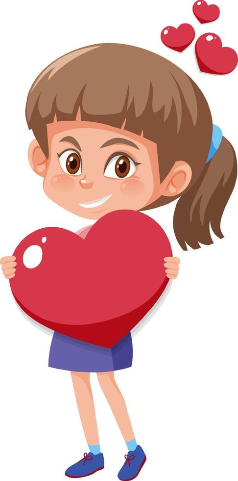 Kid holding heart on white background vector