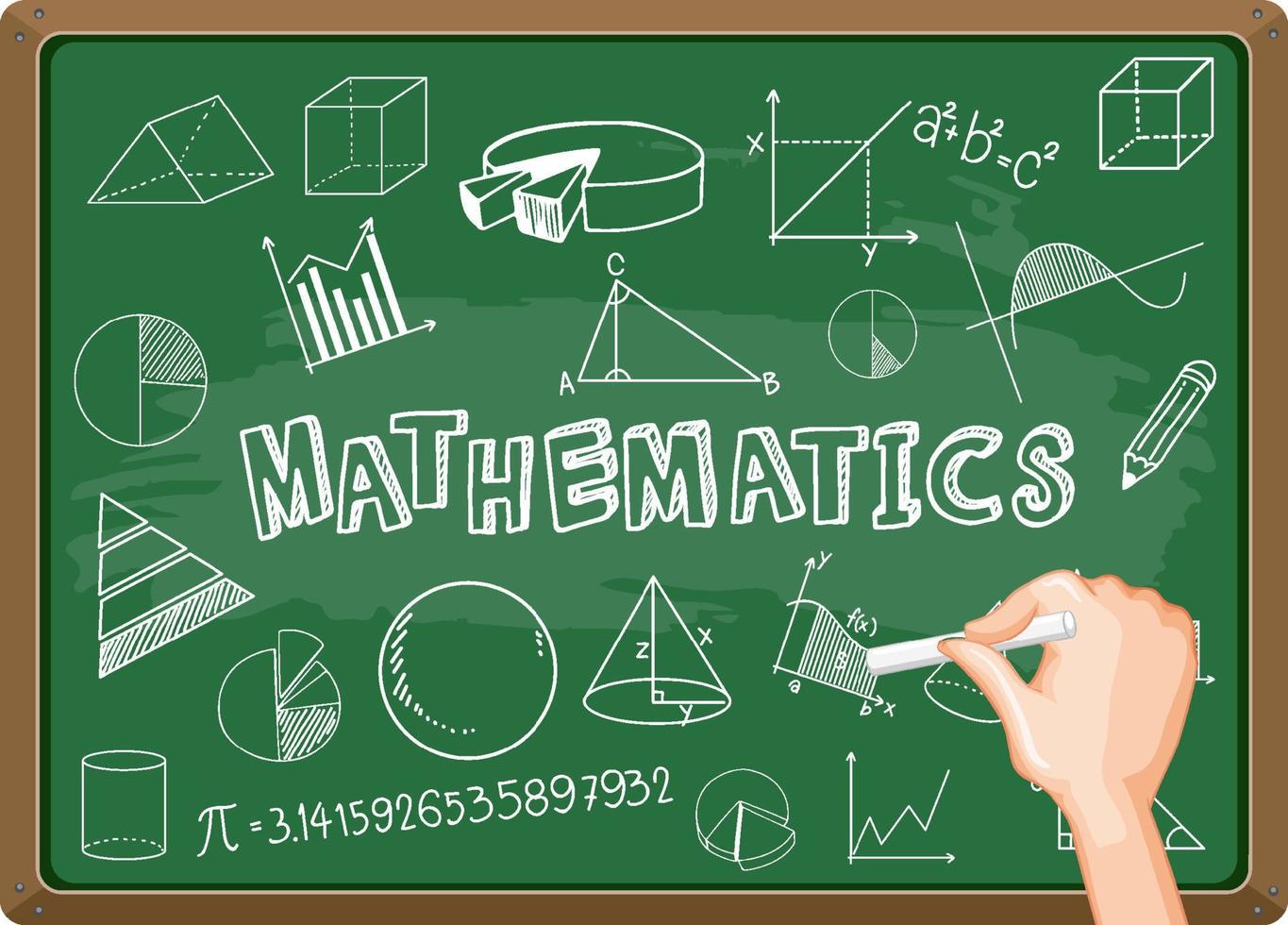 Hand writing math formula on blackboard vector