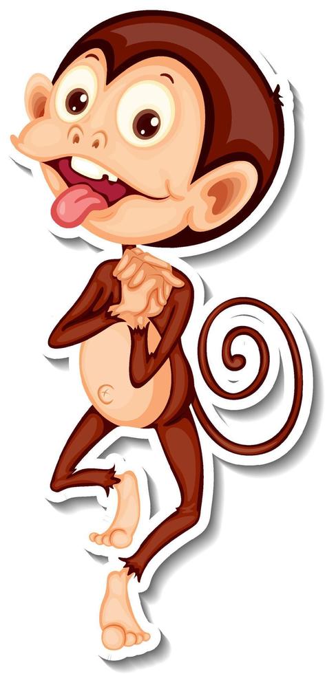etiqueta engomada divertida del personaje de dibujos animados del mono vector