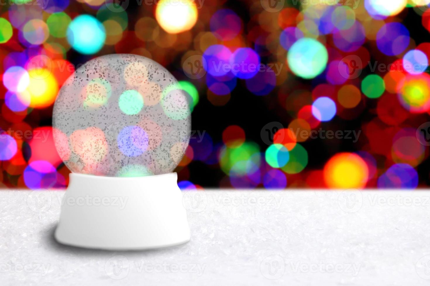 Empty Christmas Snow Globe With Holiday Background photo
