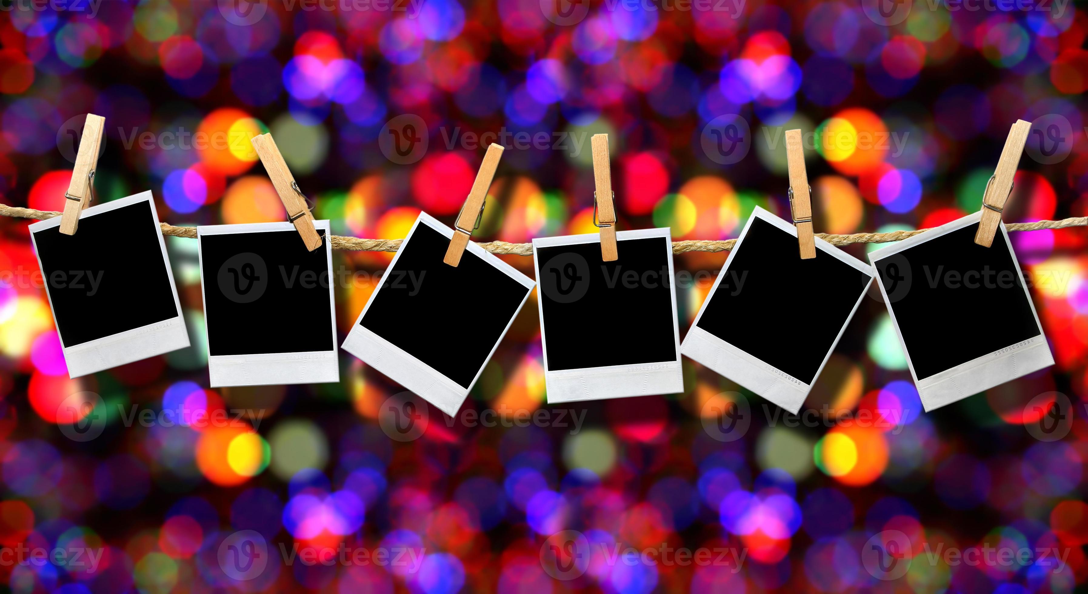 Photos Hanging on a Rope With Holiday Background 3615842 Stock Photo at