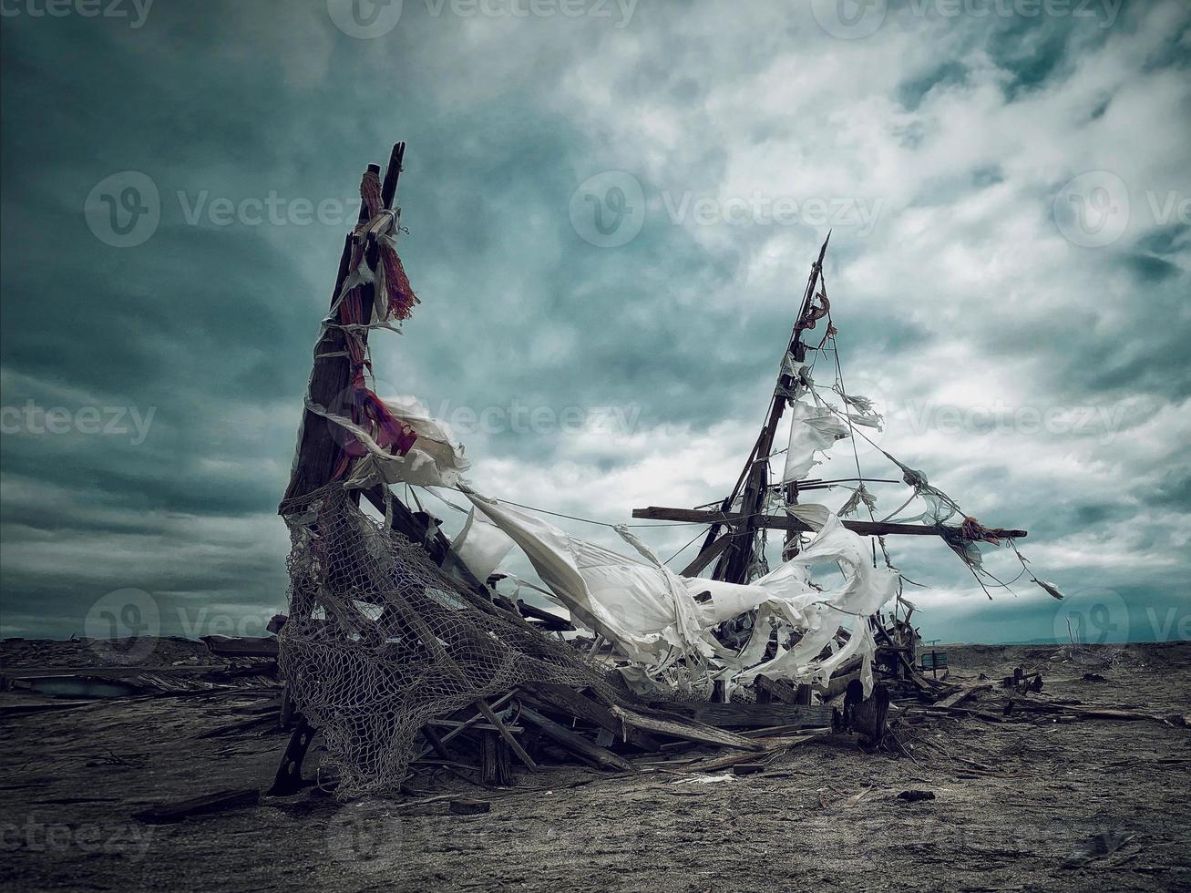 Shipwreck on Bombay Beach of the Salton Sea California photo