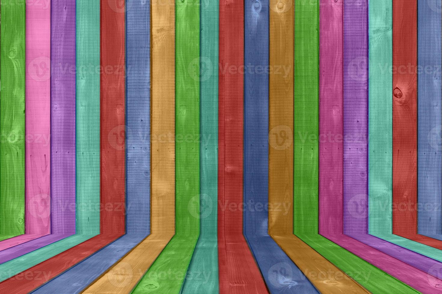 Fondo de valla de madera de colores vibrantes foto