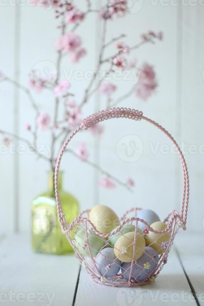 Easter Holiday Themed Still Life Scene in Natural Light photo