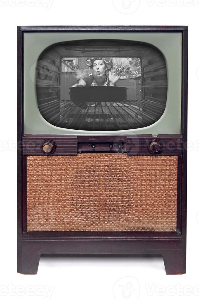 Vintage 1950 televisión televisión aislado en blanco foto