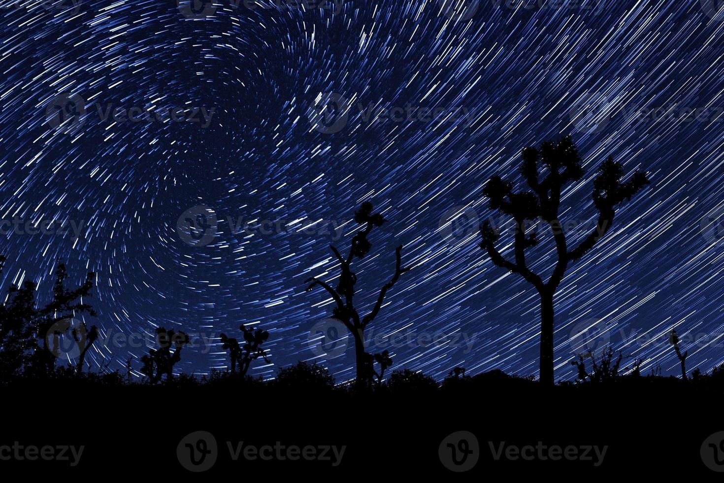 Senderos de estrellas de larga exposición en el parque nacional joshua tree foto