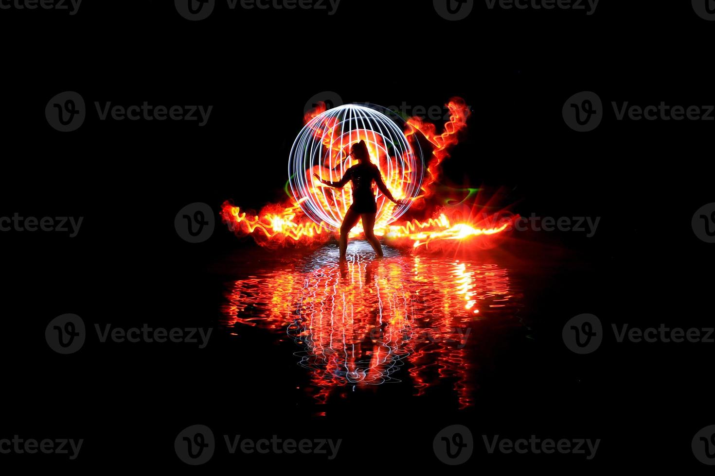 Night Time Light Painted Imagery With Color and Fire photo