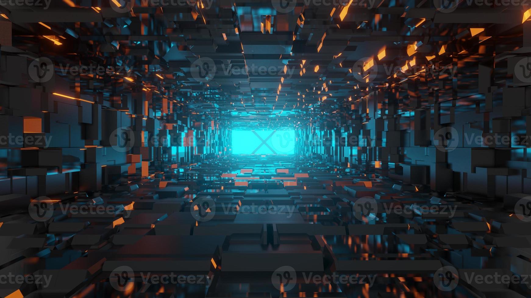 3d rendering futuristic science fiction environment, abstract illuminated empty tunnel photo