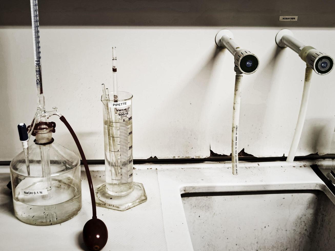 glass ampoules of a chemical laboratory in an Italian chemical company photo