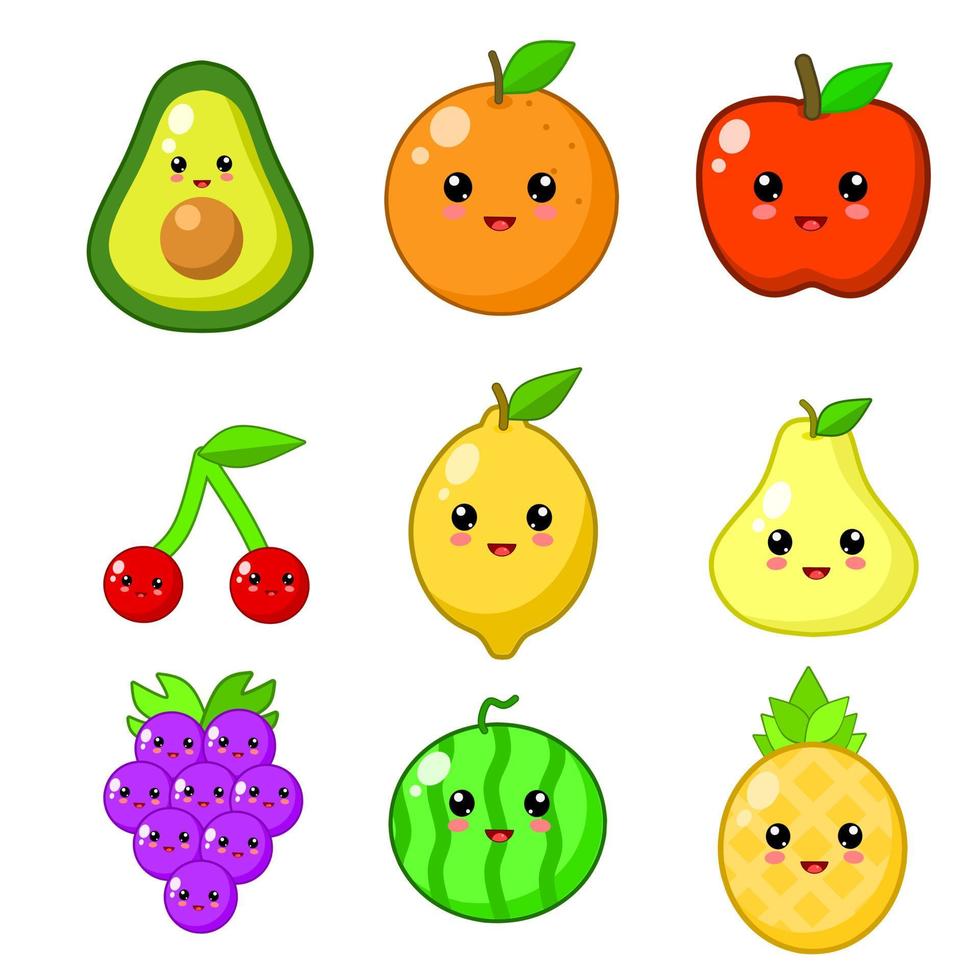 Vector set fruit cute