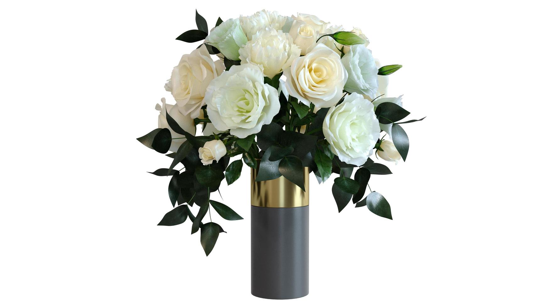 White Rose in Vase 3d Render photo