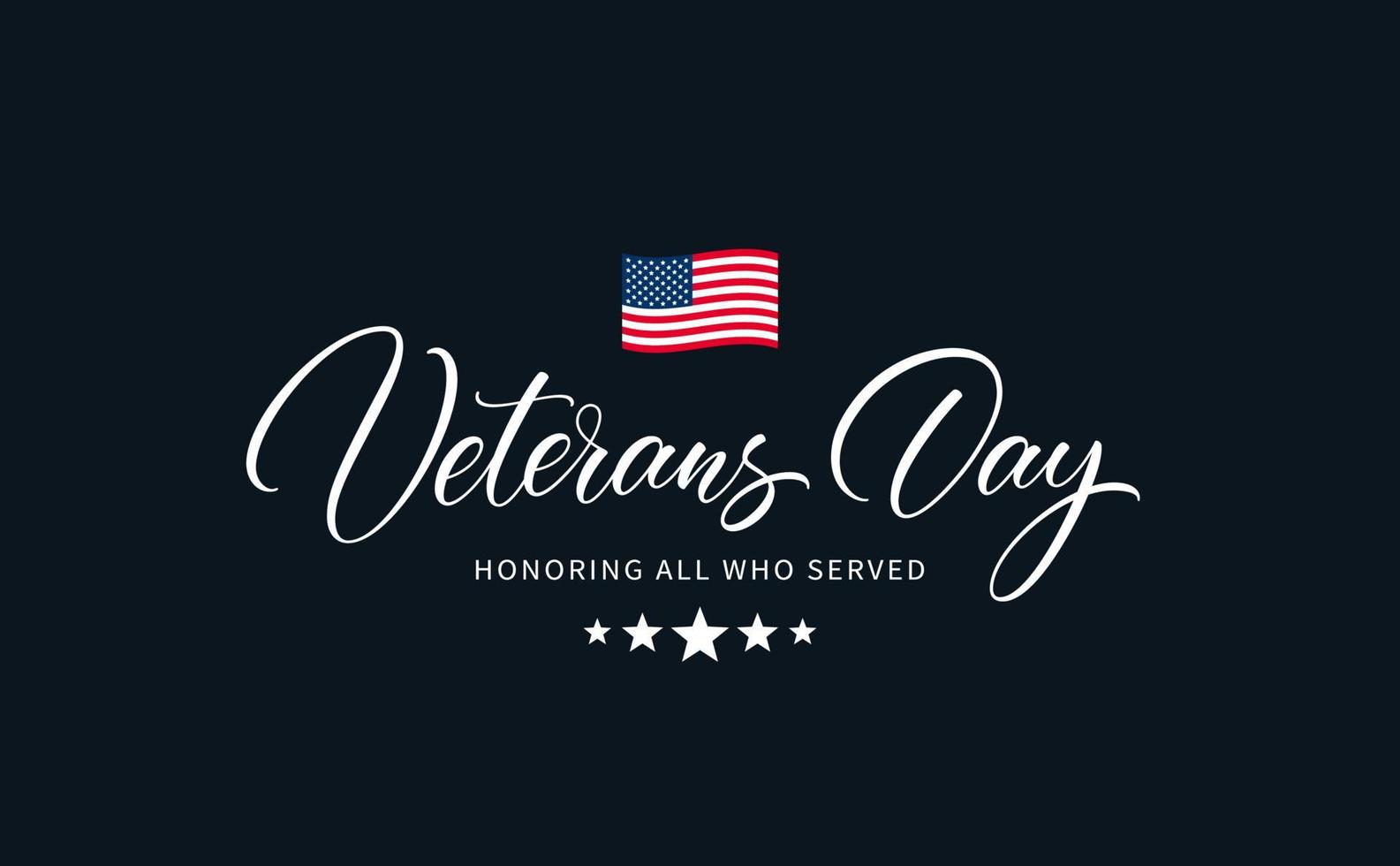 Veterans day text with phrase - Honoring all who served. Hand drawn lettering typography design. USA Veterans Day calligraphic inscription. vector