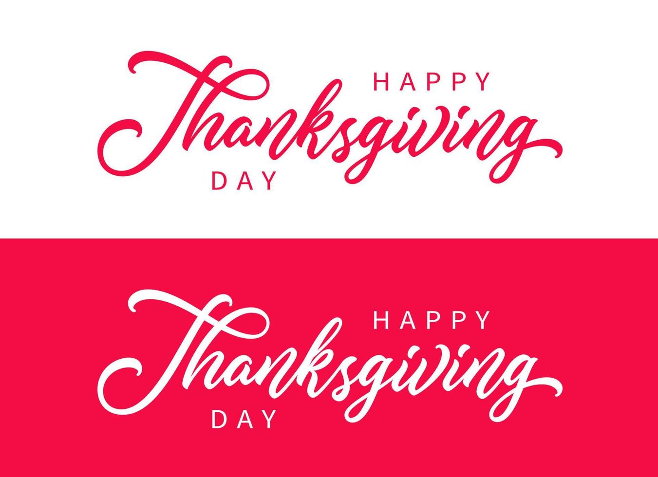 Happy Thanksgiving hand drawn lettering. Holiday calligraphy isolated on white and red for postcard, poster, banner design element. Happy Thanksgiving script calligraphy. vector
