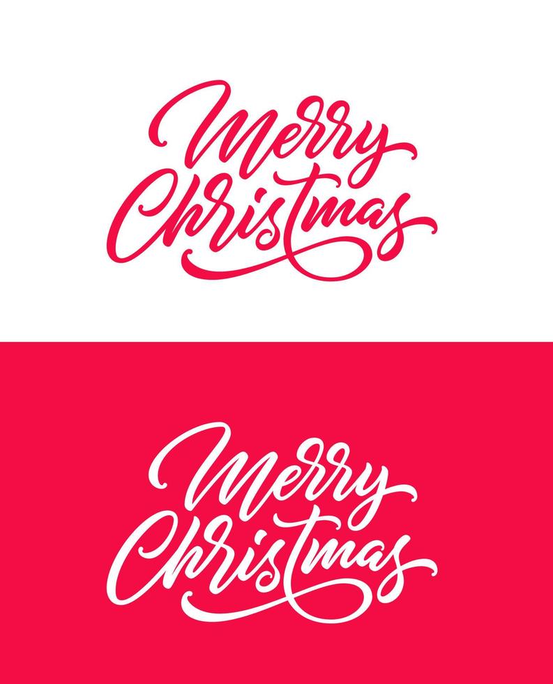 Merry Christmas handwritten holiday text. Xmas hand lettering. Vector illustration.