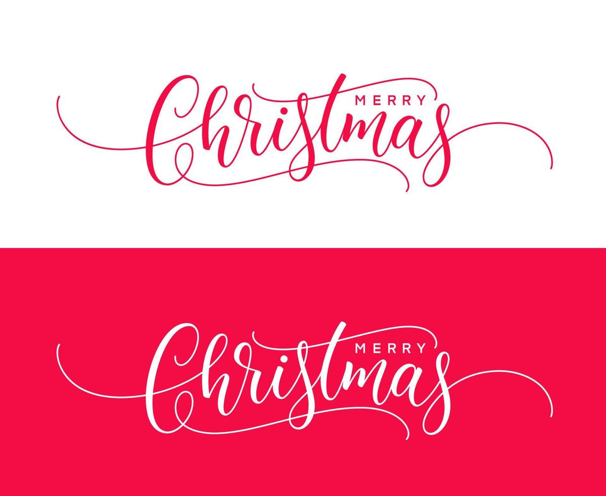 Ready holiday calligraphic text Merry Christmas for use in banner, poster, postcard design. Xmas handwritten lettering. vector