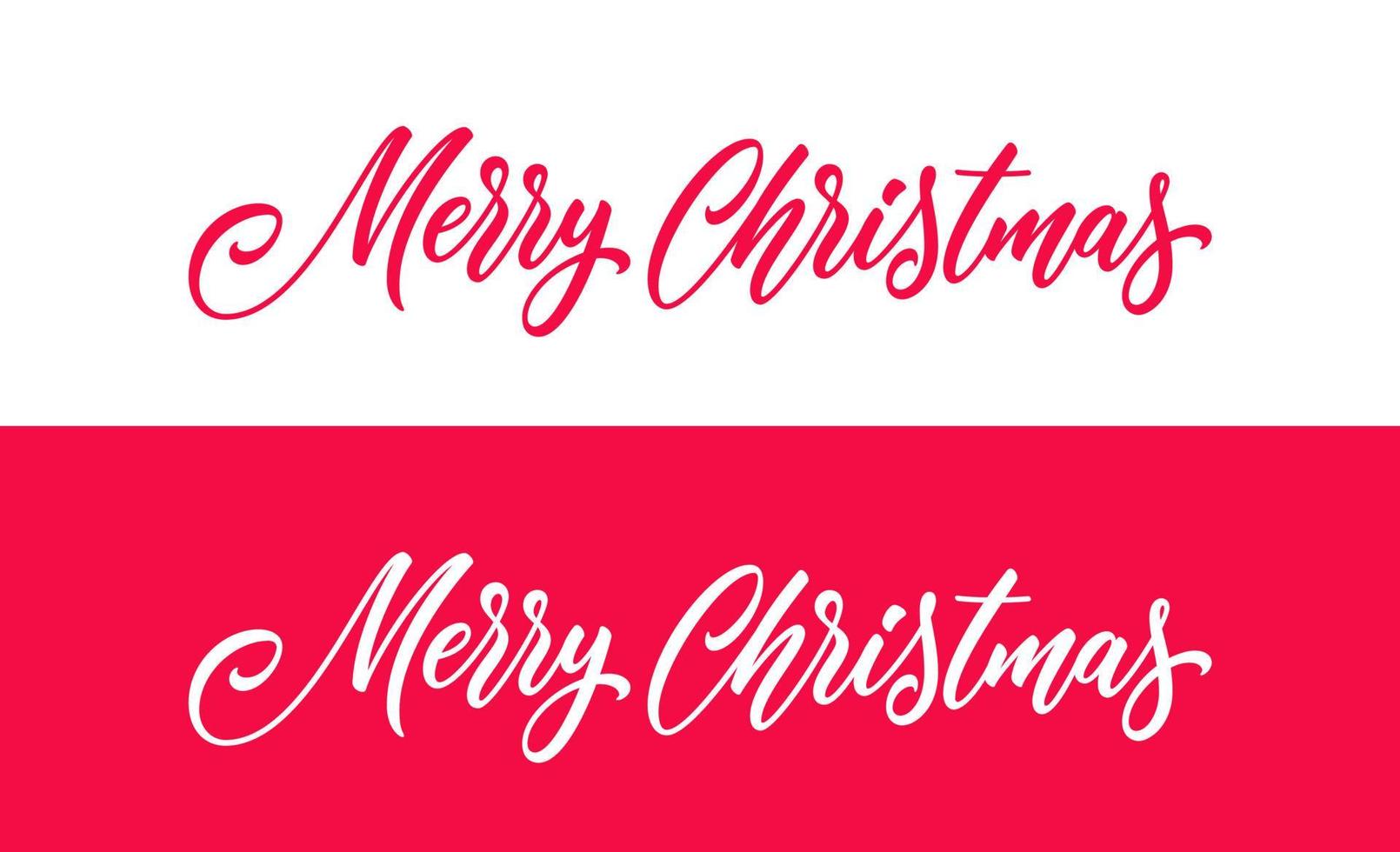 Christmas hand drawn lettering. Xmas text isolated on white and red for postcard, poster, banner design element. Merry Christmas script calligraphy. Xmas holiday lettering design. vector