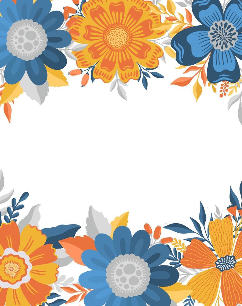 Flower frame in elegant style.Vintage floral background.Romantic design template. vector