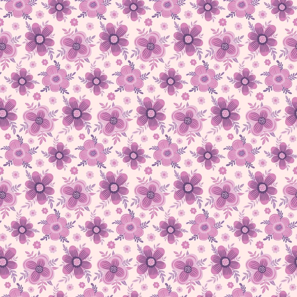 patrón de flor pequeña púrpura transparente. decoración hermoso diseño de fondo. dibujo de moda textil floral vintage. vector