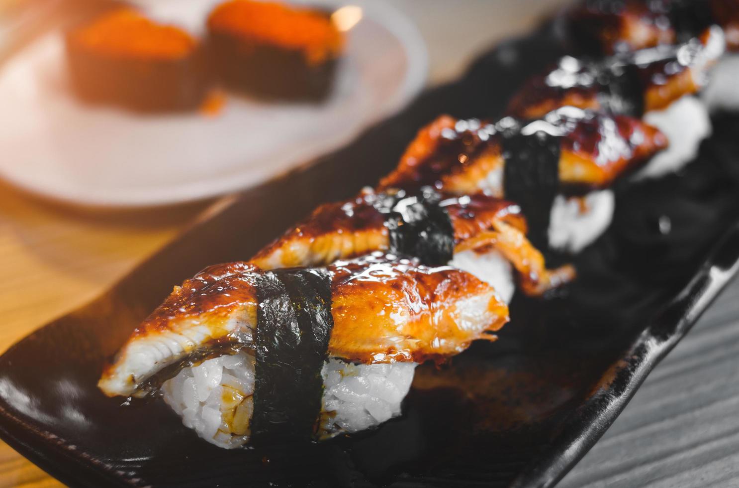 Japanese eel grilled or unagi sushi. photo