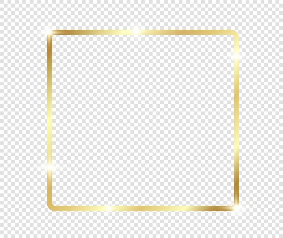 Gold shiny glowing frame background. Golden luxury vintage realistic vector