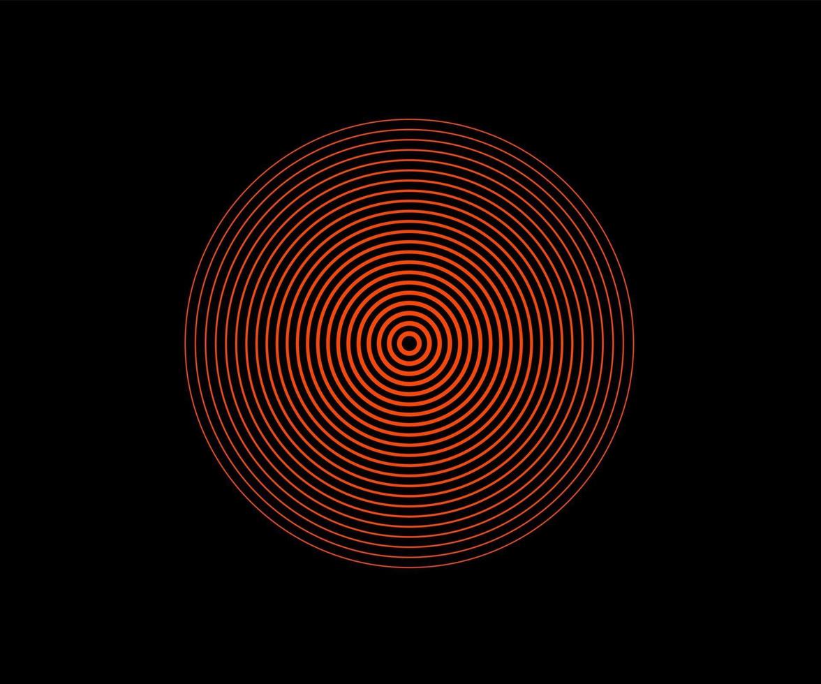 Concentric line circle elements. Lush lava and orange color. vector