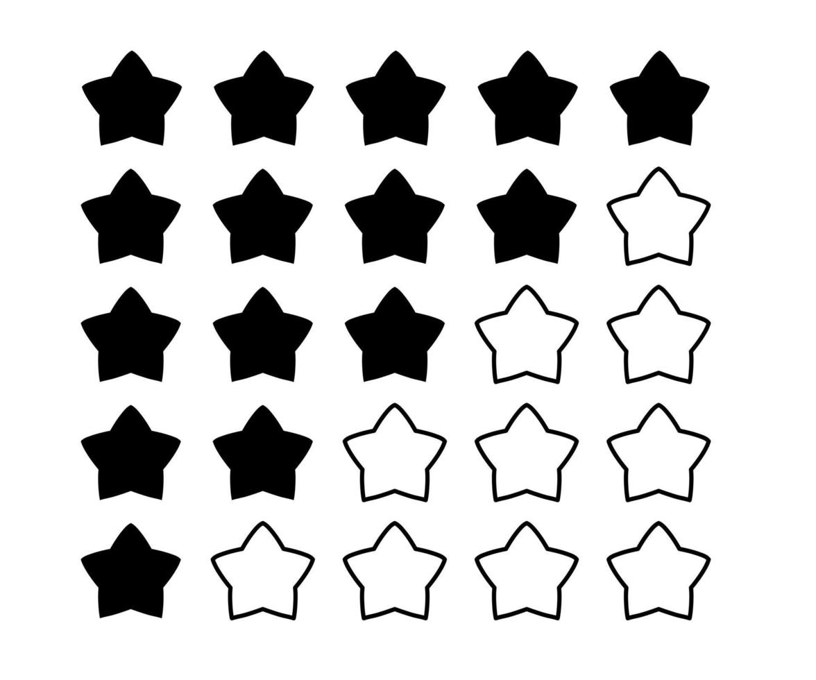 Ilustración de vector de icono de 5 estrellas eps10. icono plano de revisión de calificación para aplicaciones y sitios web, infografías - vector