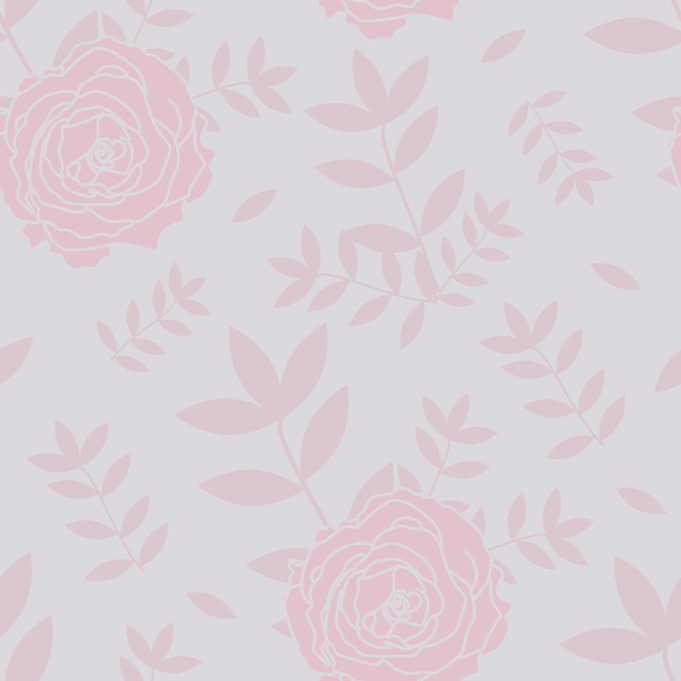 Muted rose silhouette seamless pattern vector
