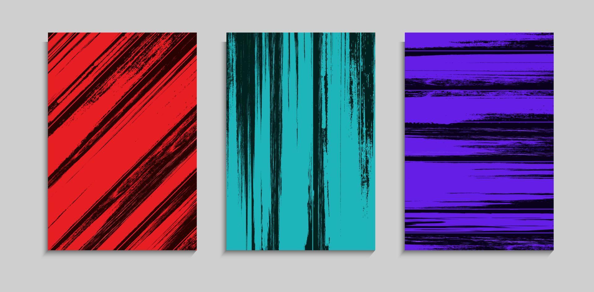 Set Of Colorful Grunge Stripes Lines Design In Black Background. Good For Banner, Poster, Frame Or Website vector