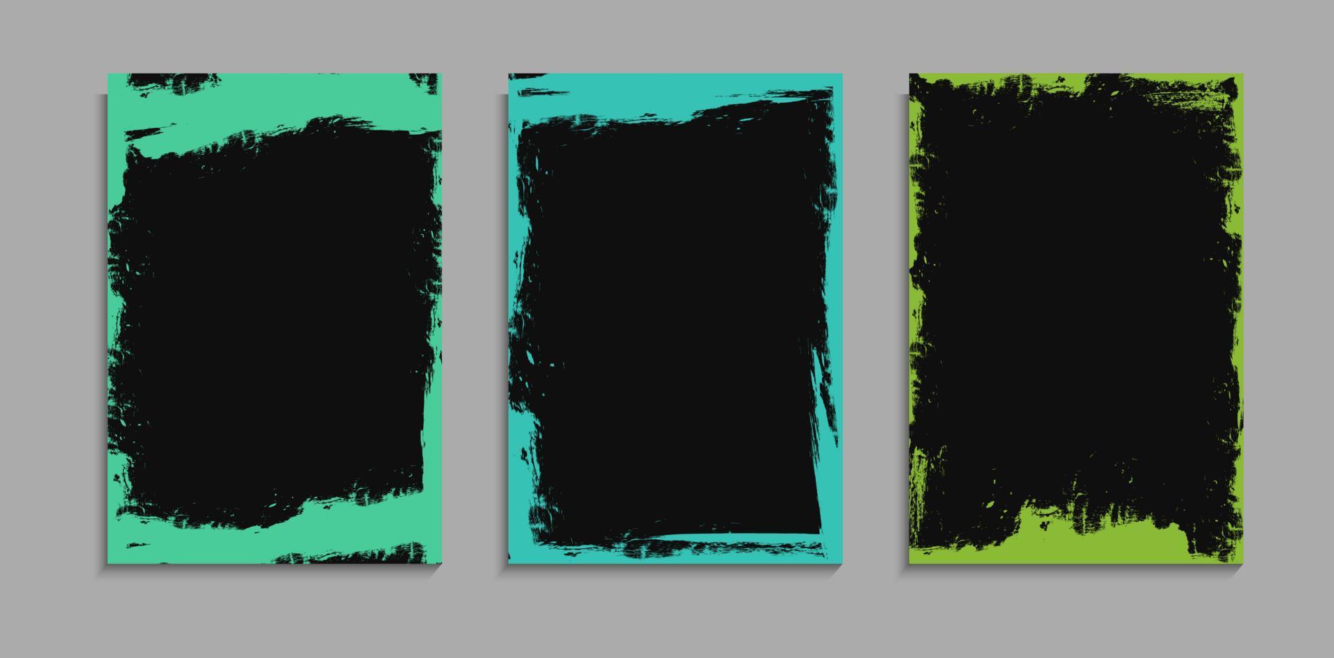 Minimal Set Of Grunge Colorful Frame In Black Cover Template vector