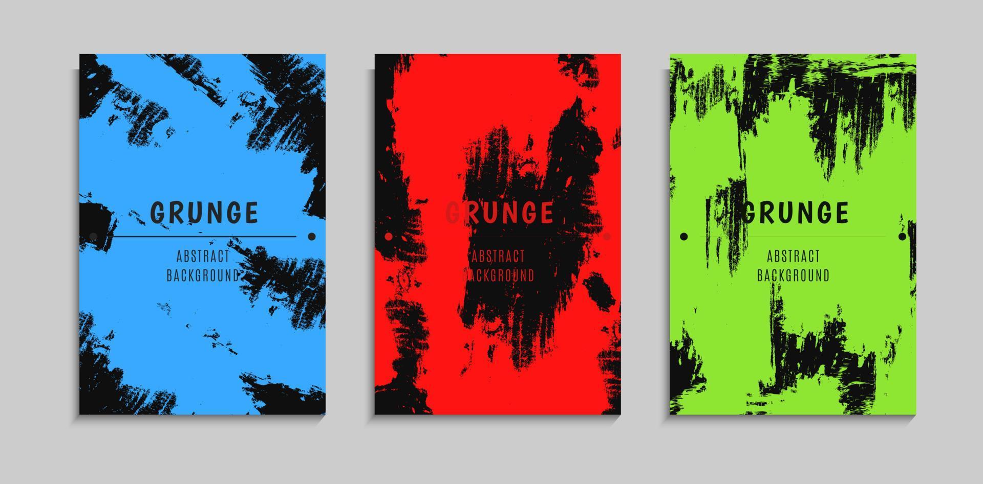 conjunto de caos abstracto colorido textura grunge en fondo negro para pancarta, póster o plantilla de portada vector